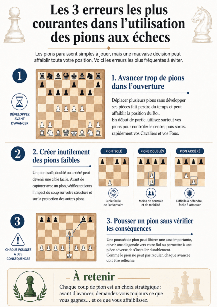 Les erreurs dans l'utilisation du pion aux échecs