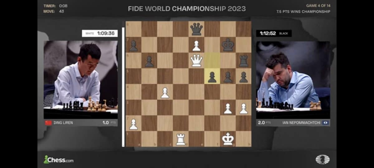 Championnat du monde d'échecs 2023, Ding Liren égalise en ronde 6